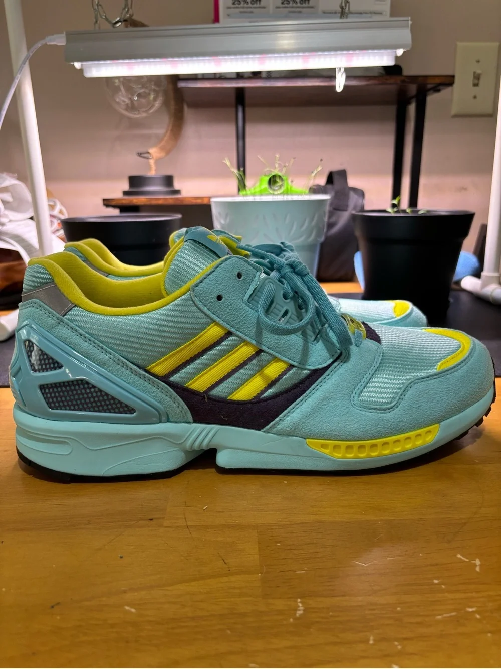 adidas TORSION ZX 8000 Aqua Teal and Yellow Runner Sneakers men’s.